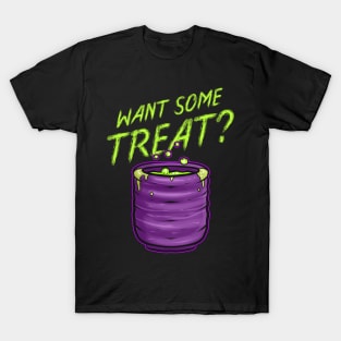 Want Some Treat Pot Of Green Witch Tea Slime Halloween T-Shirt